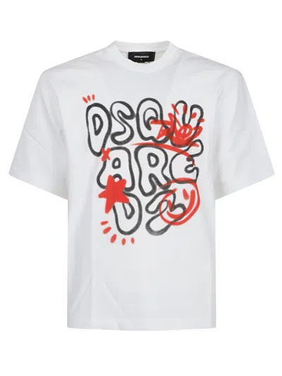 DSQUARED2 GRAPHIC PRINTED COTTON T-SHIRT