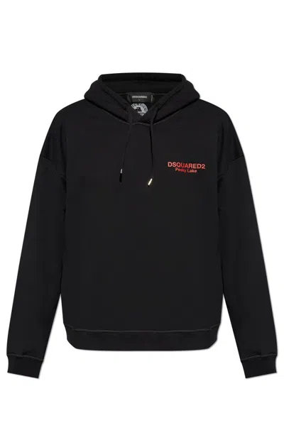 Dsquared2 Logo-print Drawstring Hoodie In Black