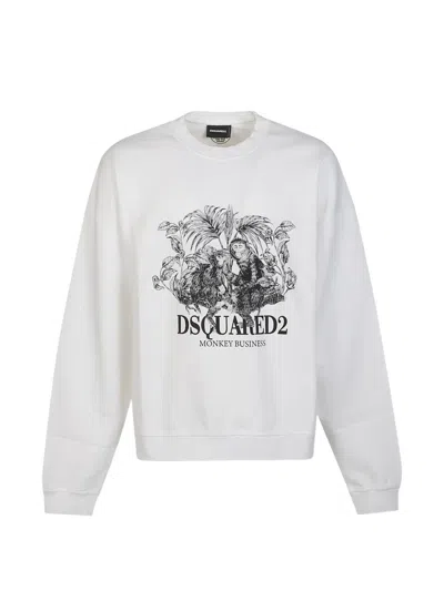 Dsquared2 Graphic-rint Sweatshirt In White