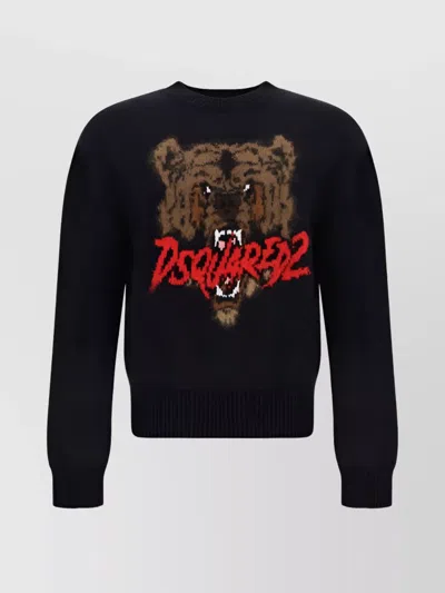 DSQUARED2 GRAPHIC WOOL CREW NECK SWEATER