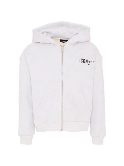 Dsquared2 Graphic Zip Hoodie In Gray