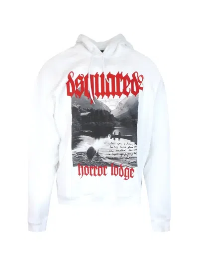 Dsquared2 Graphic-print Drawstring Hoodie In White
