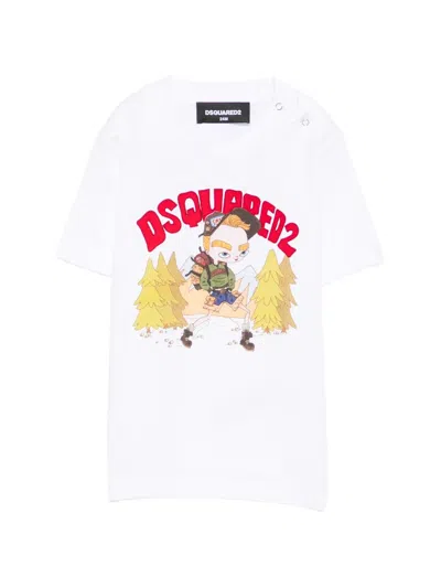 Dsquared2 Babies' Graphic-print Press-stud T-shirt In White