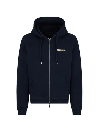 Dsquared2 Graphic-print Zip-up Hoodie In Blue