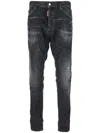 Dsquared2 Cool Gut Black Jeans With Belt Loops And Faded Effect In Denim Man In Gray