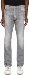 Dsquared2 Dsquared Grey Stretch Denim Skater Jeans In 852 Grey