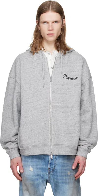 Dsquared2 Gray  Signature Relax Fit Zipped Hoodie