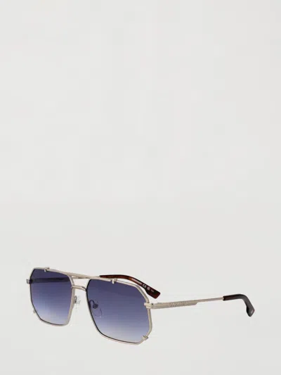 Dsquared2 Gray Metal Aviator Sunglasses With Double Bridge And Gradient Lenses In Blue