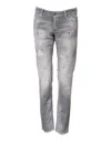 Dsquared2 Gray Washed Mid Waist Tapered Denim Jeans