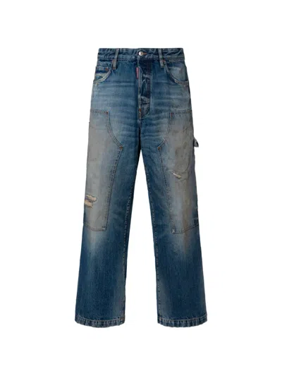 Dsquared2 Grease Monkey Spot Baggy Carpenter Jeans In Blue
