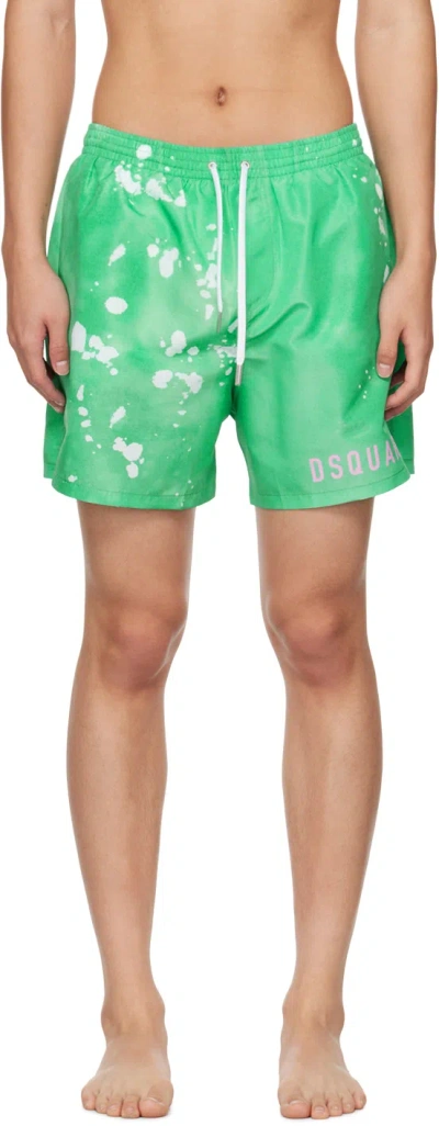 Dsquared2 Green Bleached Swim Shorts In 338 Lt Green