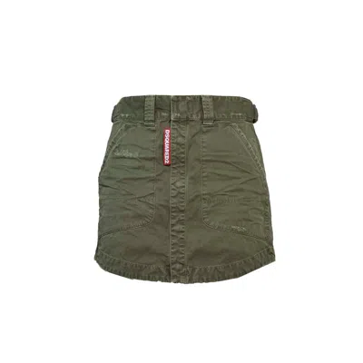 Dsquared2 Green Cotton Military Miniskirt In Grey