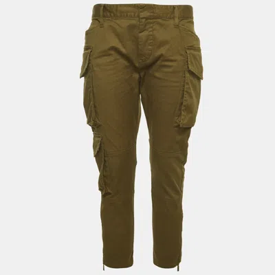 Pre-owned Dsquared2 Green Gabardine Cropped Cargo Trousers M