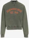 Dsquared2 Relaxed Fit Crew Neck Sweater With Distressed Detailing In Green