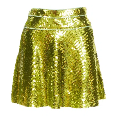 Pre-owned Dsquared2 Green Sequin Piping Skater Skirt