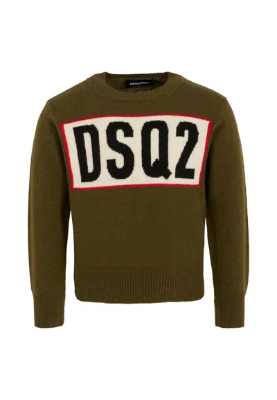 DSQUARED2 GREEN SWEATER FOR BOY WITH LOGO