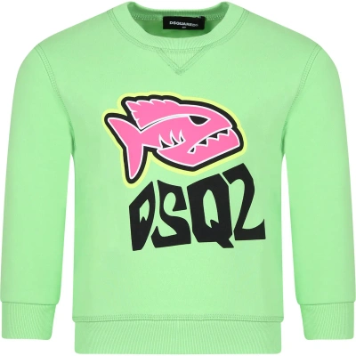 Dsquared2 Kids' Green Sweatshirt For Boy With Logo And Print