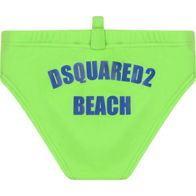 Dsquared2 Green Swim Briefs For Baby Boy With Logo