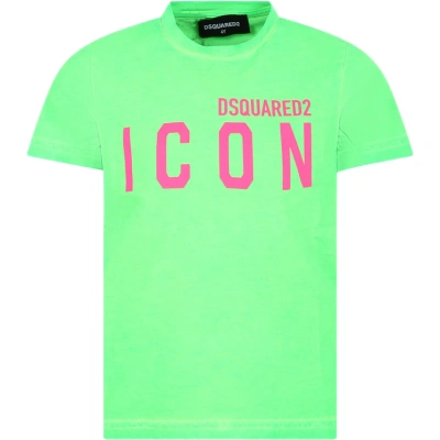 Dsquared2 Green T-shirt For Kids With Logo