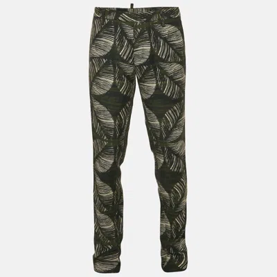 Dsquared2 Green Tropical Print Crepe Trousers