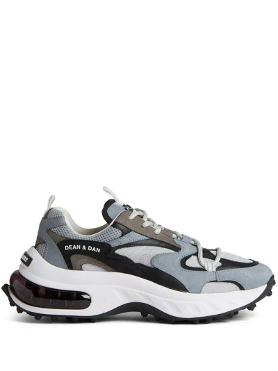 DSQUARED2 GREY BUBBLE PANELLED CHUNKY SNEAKERS