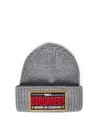Dsquared2 "beanie Hat With Patch Logo In Grey
