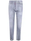 Dsquared2 Grey Cotton Contrast Stitching Jeans In Gray