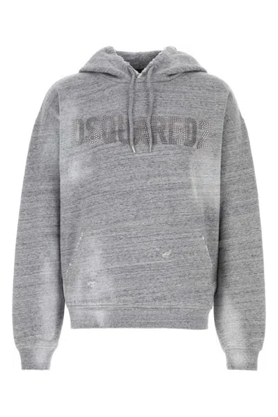 DSQUARED2 MEN GREY COTTON SWEATSHIRT, M LUXURY SWEATSHIRTS & HOODIES FOR MEN DARVEYS