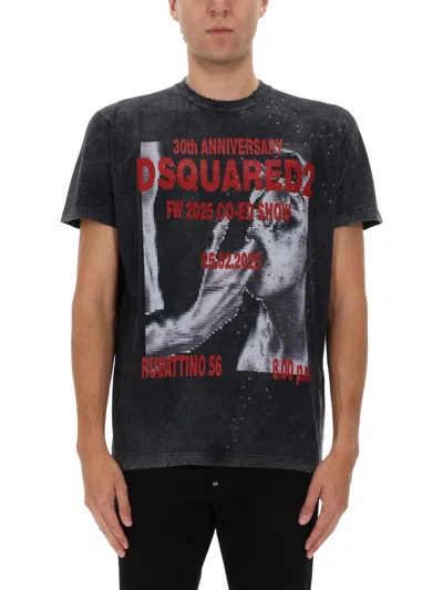 Dsquared2 Grey Cotton T-shirt In Black