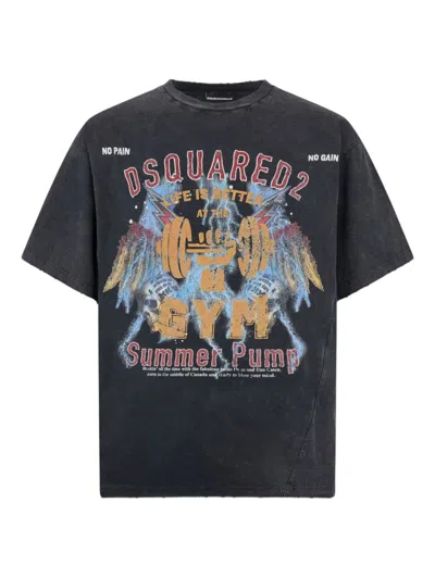 DSQUARED2 MEN GREY COTTON T-SHIRT