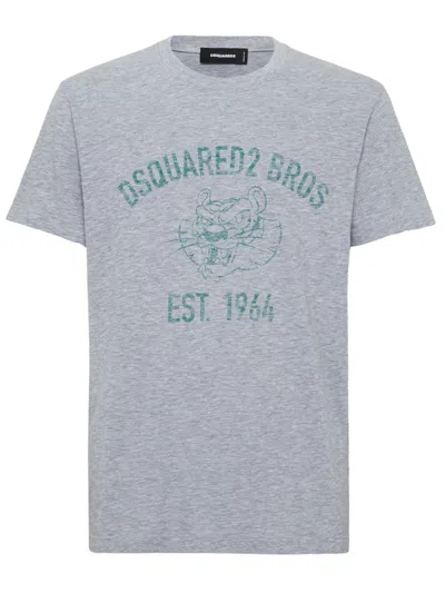 DSQUARED2 GREY D2 LOGO-PRINT T-SHIRT