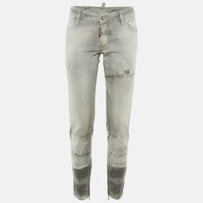 Dsquared2 Grey Denim Medium Waist Skinny Jeans M/waist In Gray