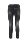 Dsquared2 Classic Black Cotton Jeans With Whiskering Effect In Black