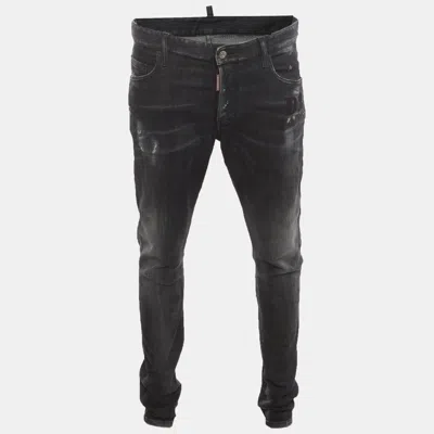 Pre-owned Dsquared2 Grey Distressed Denim Skinny Jeans Xl/waist 38"