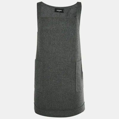 Dsquared2 Grey Felt Mini Dress In Gray