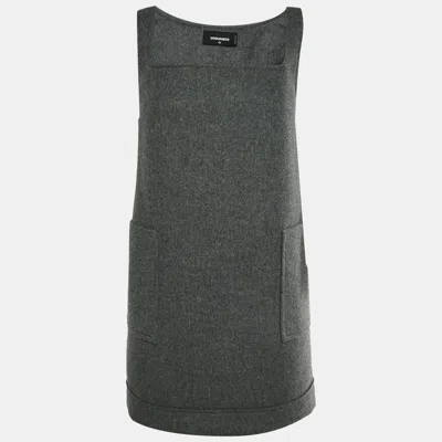 Pre-owned Dsquared2 Grey Felt Mini Dress S In Gray