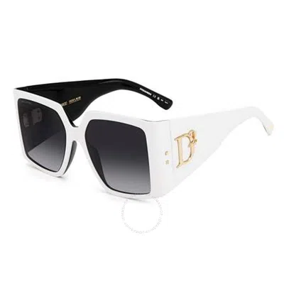 Dsquared2 Grey Gradient Square Ladies Sunglasses D2 0096/s 0ccp/9o 56 In White