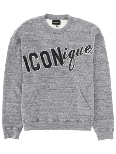 Dsquared2 Grey Graphic Crew Neck Sweatshirt