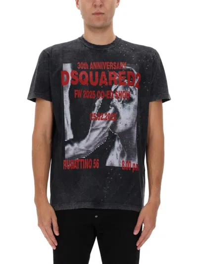 Dsquared2 Short Sleeve Crew Neck Graphic T-shirt In Black