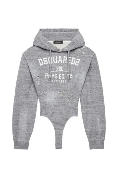 Dsquared2 Grey Graphic Hood Sweatshirt In Gray