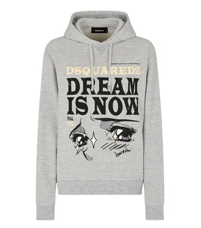 Dsquared2 Grey Graphic Hood Sweatshirt In Gray