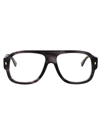 Dsquared2 Grey Horn Acetate Glasses In Black