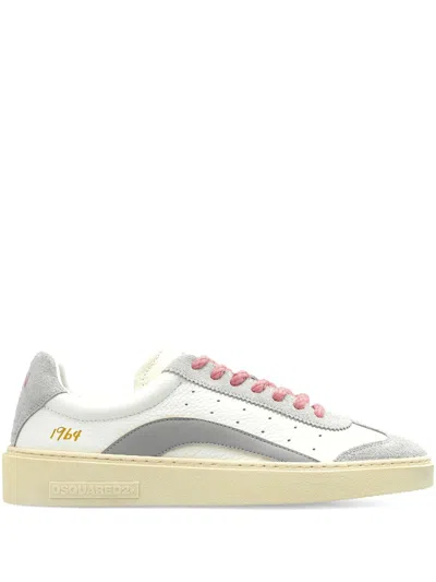 Dsquared2 Grey Leather Sneakers In White