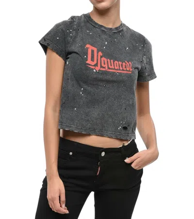 Dsquared2 Logo-print Faded Cotton T-shirt In Grey