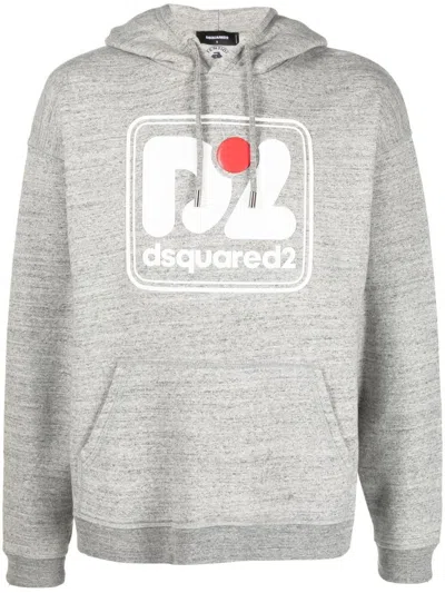DSQUARED2 MEN GREY LOGO HOOD SWEATSHIRTS