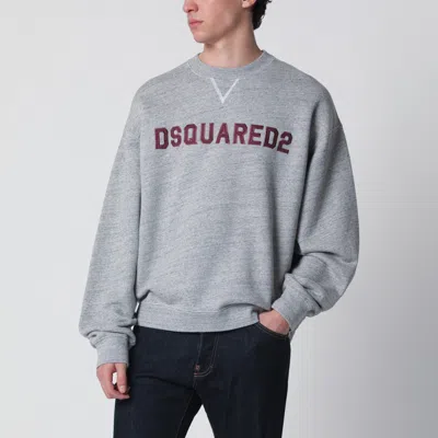 Dsquared2 Grey Mélange Sweatshirt With Logo Embroidery In Gray