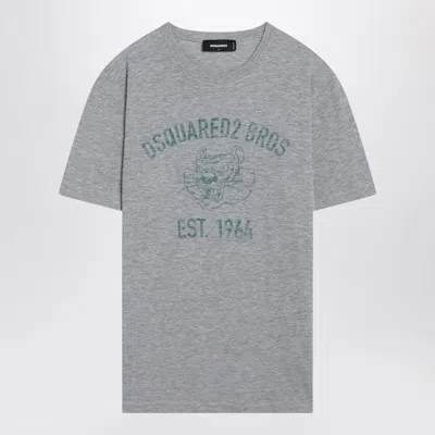 Dsquared2 Grey Mélange T-shirt With Logo Print In Gray