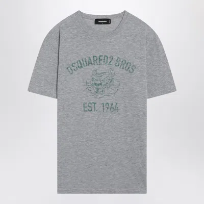 DSQUARED2 DSQUARED2 GREY MÉLANGE T SHIRT WITH LOGO PRINT