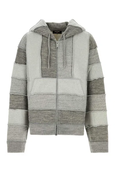 Dsquared2 Grey Patchwork Zipped Hoodie In Gray