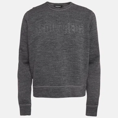 Pre-owned Dsquared2 Grey Puff Print Knit Sweatshirt S